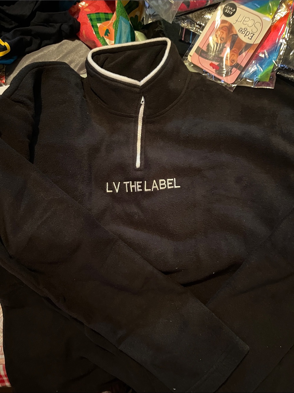 Men's Black Quarter-Zip Fleece Pullover